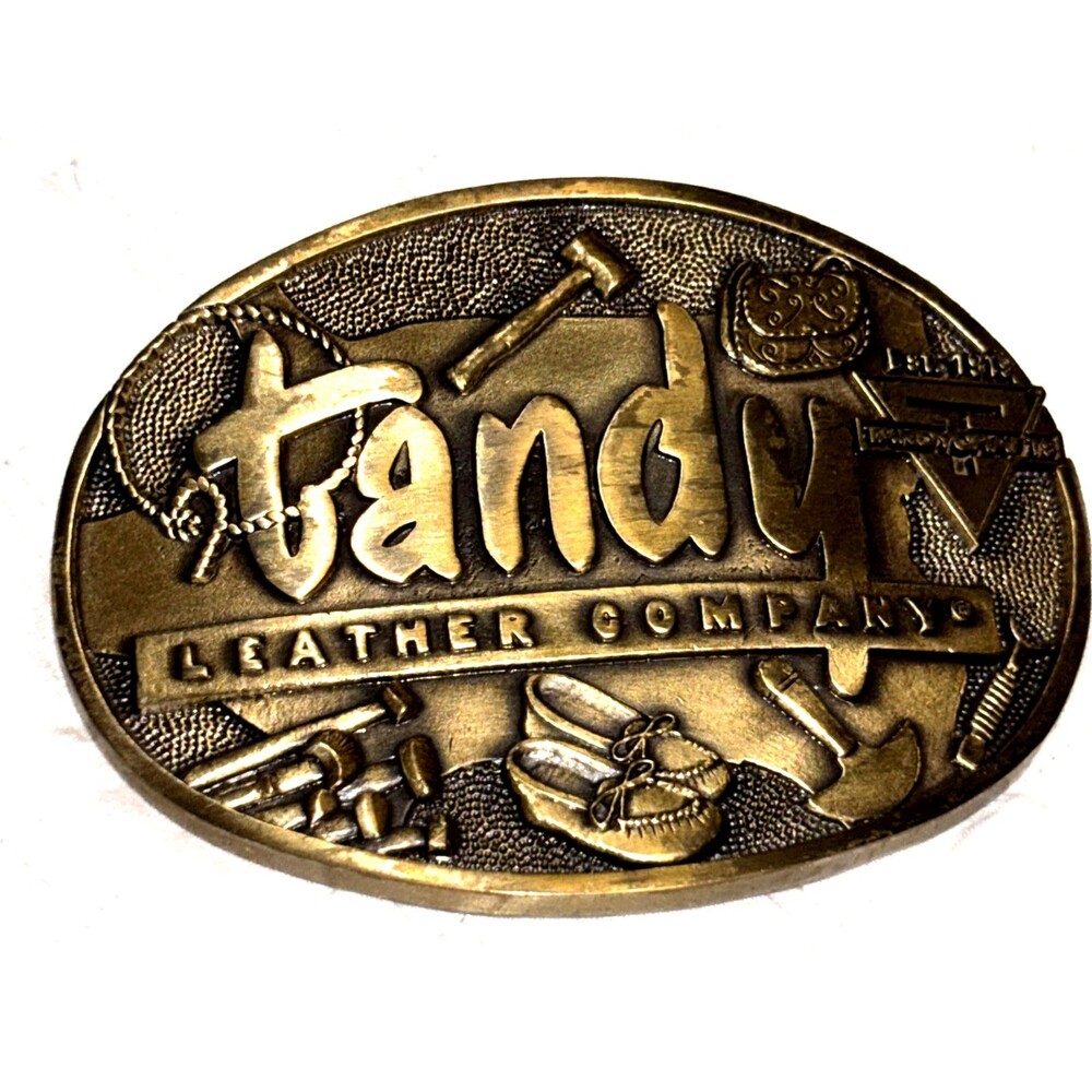 Vintage Tandy Leather Company Belt Brass Buckle